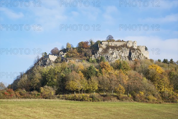 Ruins of the fortress Hohentwiel in autumn