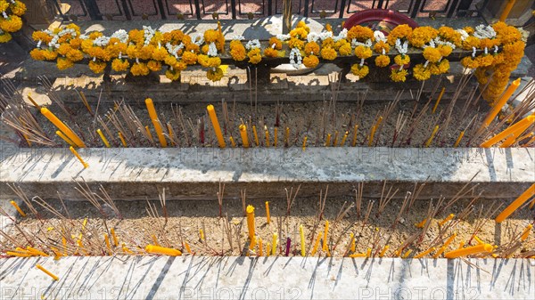 Incense and candles in a temple