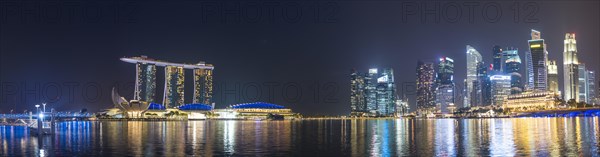 Panorama of Marina Bay at night