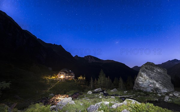 Starry sky above Gollinghutte at night