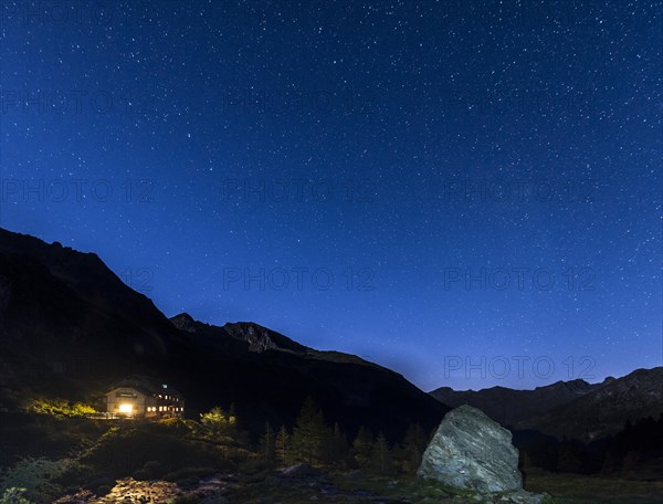 Starry sky above Gollinghutte at night