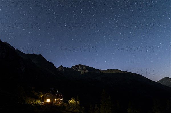 Starry sky above Gollinghutte at night