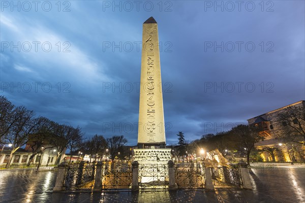 Antique Egyptian obelisk on Hippodrome of Constantinople or Sultan Ahmet Square