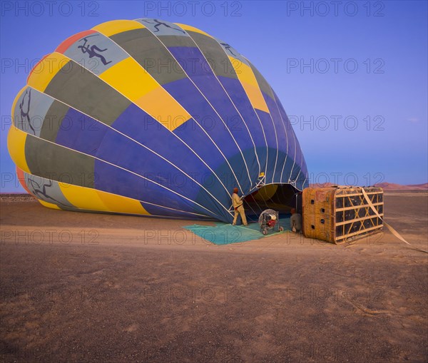 Hot air balloon being filled with air