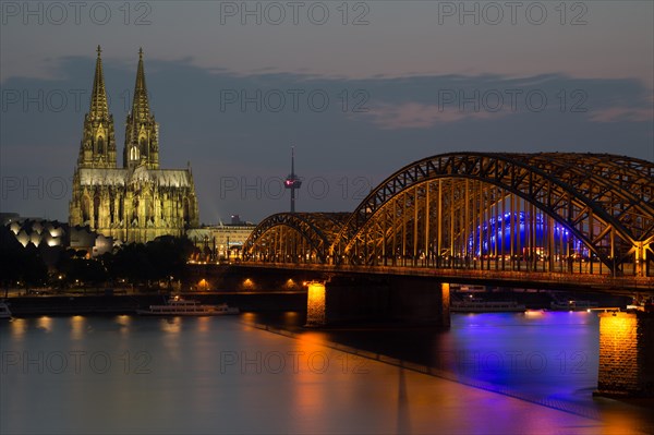 Cologne at dusk with cathedral