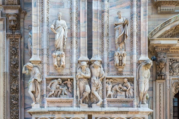 Sculptures on the marble facade