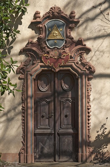 Baroque doorway of the former Benedictine abbey Ettenheimmunster