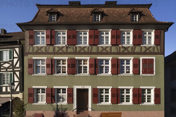 Old residential house with half-timbered upper floor