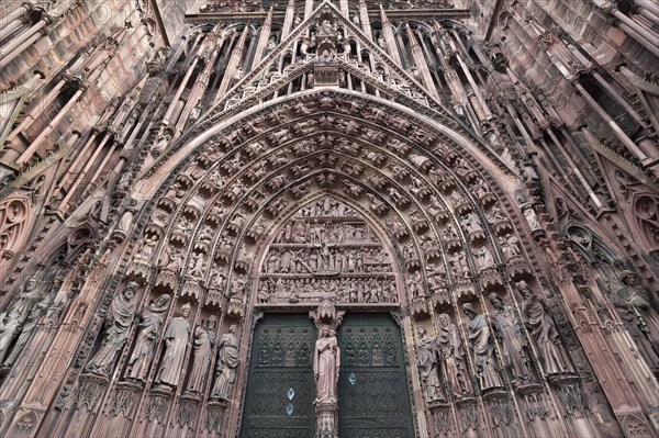 High Gothic main portal of the west facade of the Strasbourg Cathedral