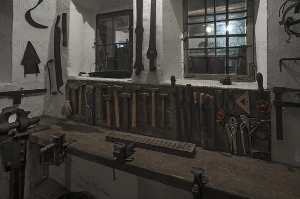 Work bench at a blacksmith's shop