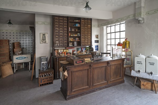 Ancient Thuringian drug store interior of 1898