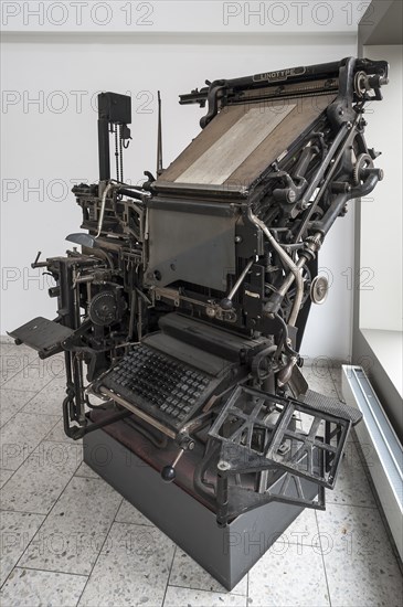 Historical Linotype machine in a former typesetter's workshop