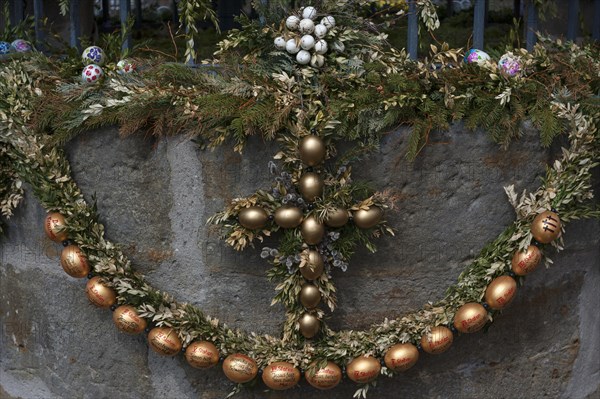 Easter decoration on a Franconian Easter fountain