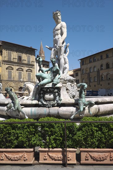 Neptune Fountain or Fontana del Nettuno on Piazza della Signoria