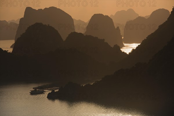 Sunset at Halong Bay or Vinh Ha Long