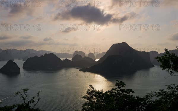 Sunset at Halong Bay or Vinh Ha Long