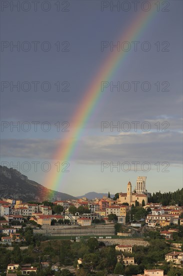 Rainbow over La Turbie with Tropaeum Alpium