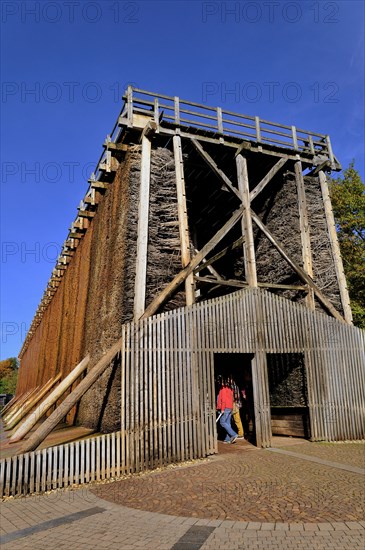 Graduation tower with brine deposits on the outside walls in the spa gardens of Bad Sassendorf