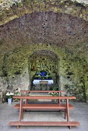 Lourdes grotto at the James church at Hohenberg