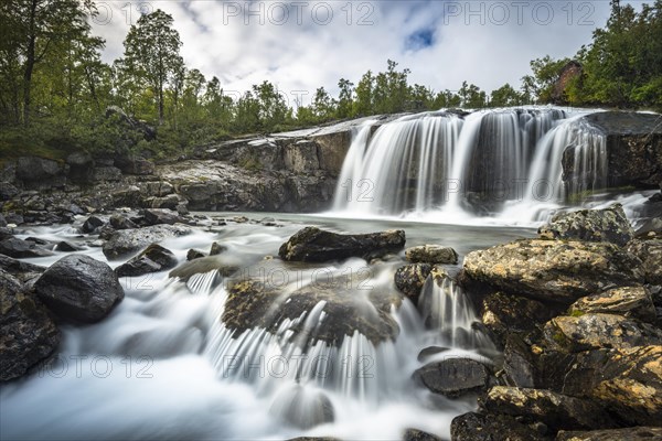 Waterfall in Stora Sjofallet National Park