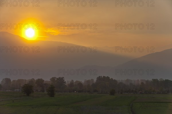 Sunset above the mountains around Skopje