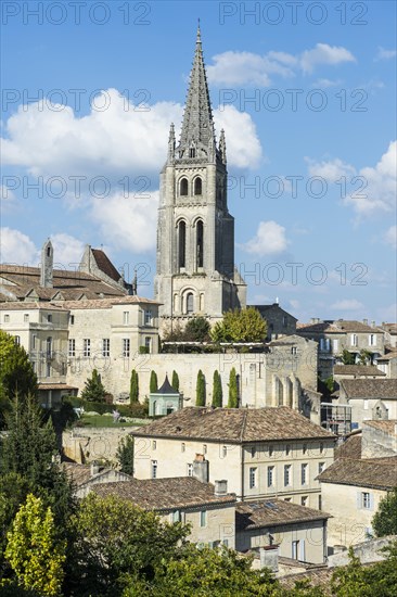 View across the historic centre with monolithic church