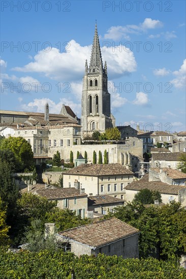 View across the historic centre with monolithic church