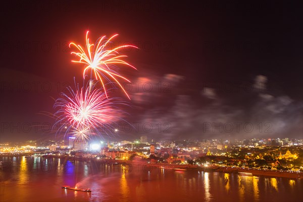 Fireworks over Tonle Sap and Mekong