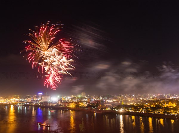 Fireworks over Tonle Sap and Mekong