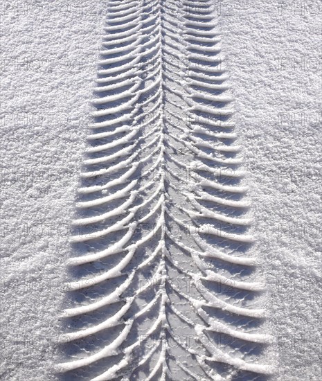 Car tyre track in snow