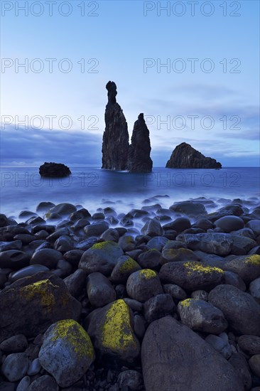 Volcanic rock formation Ilheus da Rib by the cliffs of Ribeira da Janela