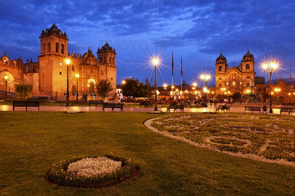 Cathedral and church Iglesia Compania de Jesus at dawn