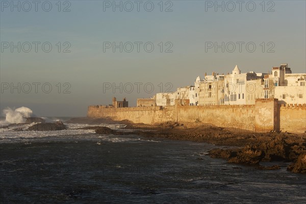 View of Essaouira with its ramparts at the shore of the Atlantic Ocean