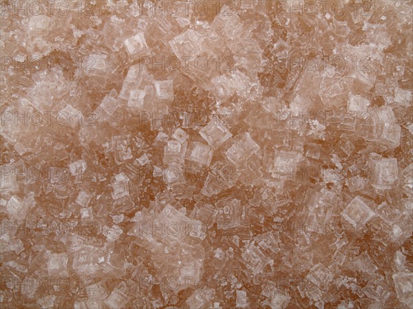 Salt crystals at the salt works of Sabkhat Tazra in the Khenifiss National Park near the coast of the Atlantic Ocean east of Tarfaya