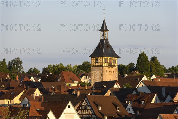 View over the roofs of the old town with church tower