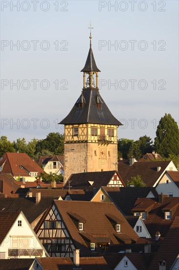 View over the roofs of the old town with church tower