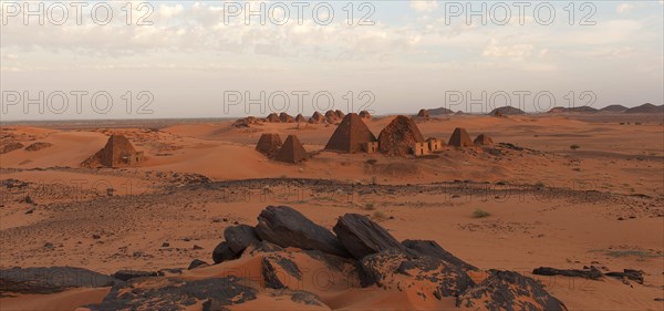 Pyramids of Meroe at sunrise