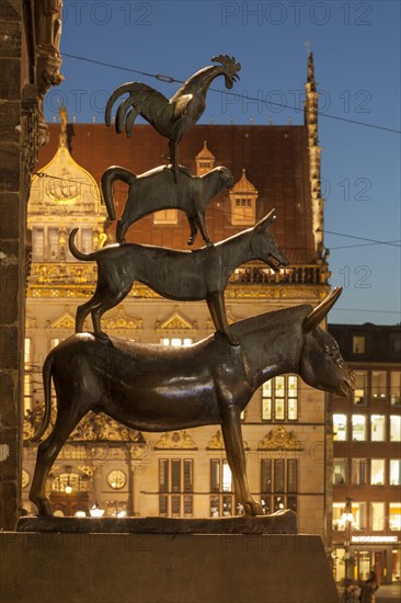 Bremen Town Musicians in the evening