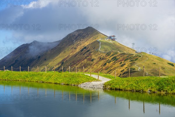 Artificial lake to feed water to the snow cannons for the slopes of the Fellhornbahn and Kanzelwandbahn