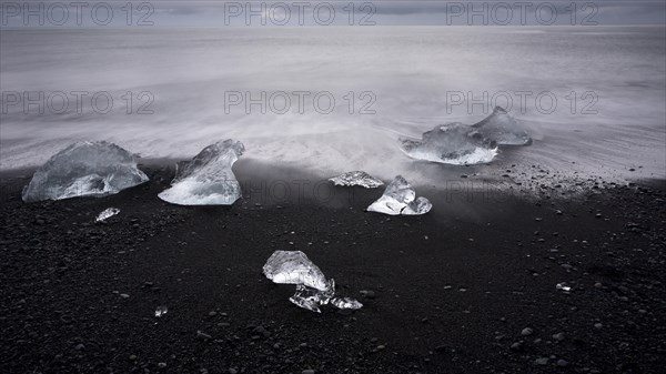 Melted icebergs on the beach of Jokulsarlon