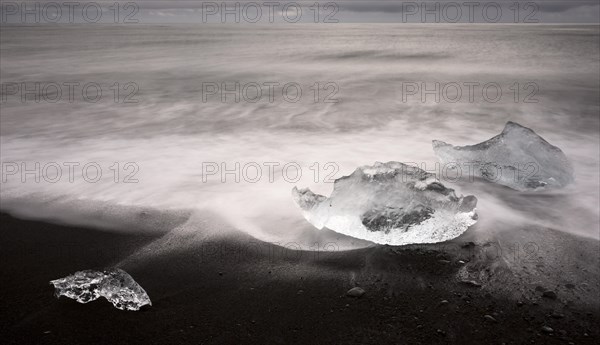 Melted icebergs on the beach of Jokulsarlon