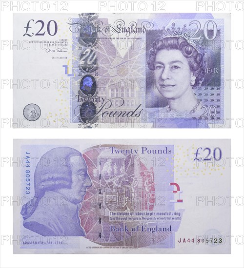 20 British pounds banknote