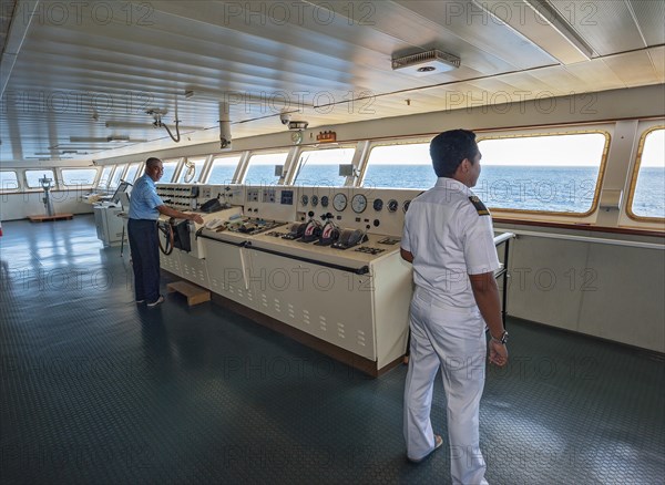 Command bridge on ferry going from Banda to Ambon