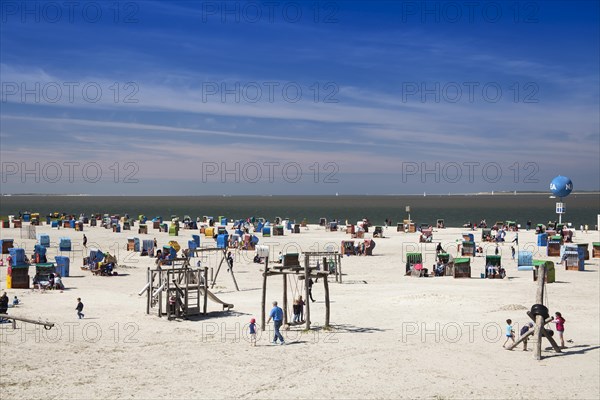 Beach chairs at the public bathing beach of Dornumersiel