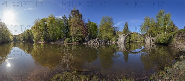 Panorama of the Rakotzbrucke or Teufelsbrucke bridge