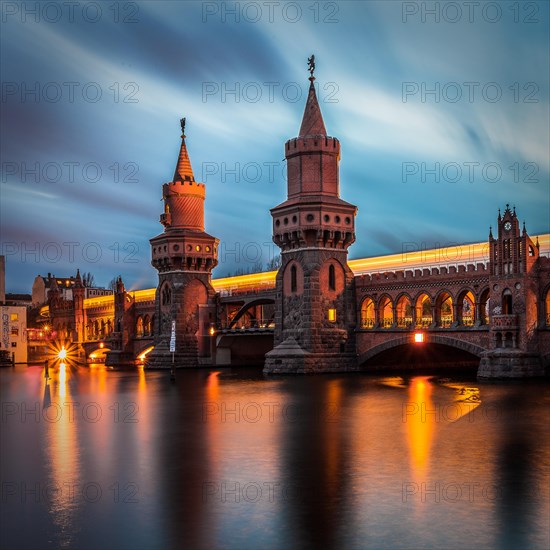 River Spree with Oberbaum bridge at dusk