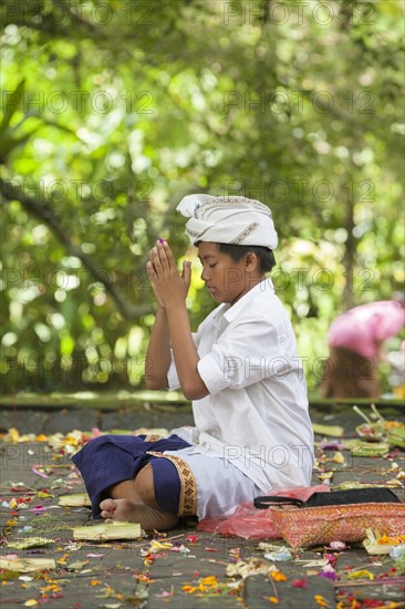 Religious ceremony at holy water temple of Tirta Empul