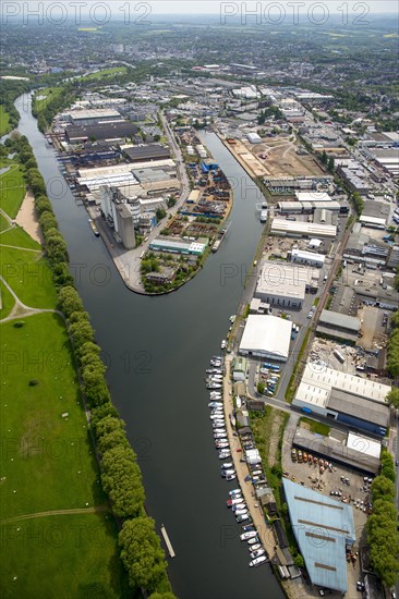 Mulheim Ruhr harbour with a brownfield site by Fischhofstrasse road