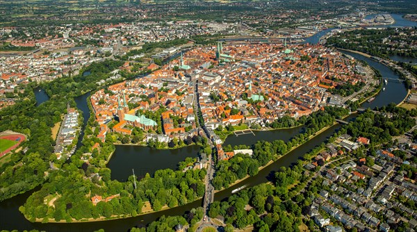 Historic centre of Lubeck with Trave and Obertrave