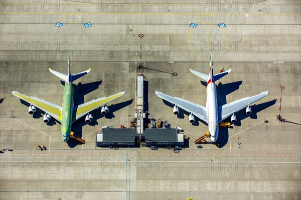 Airbus A380 for Emirates before completion on the tarmac